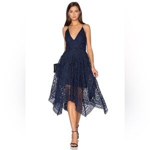 NWT Nicholas Geo Floral Lace Ball Navy Dress Size 2